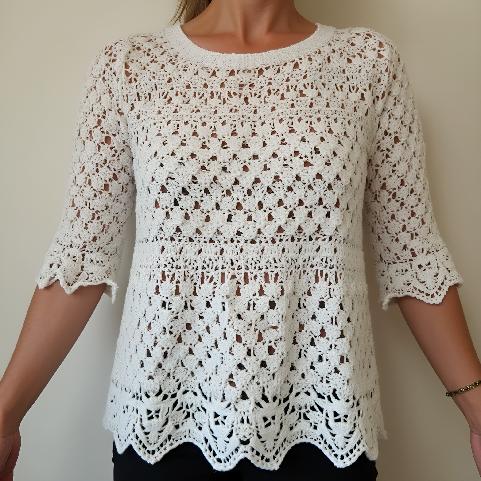 Elegant Lacy Shell Cardigan