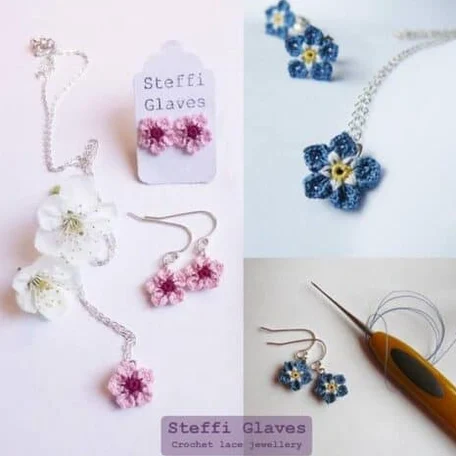 Image for Micro crochet Forget me not and cherry blossom pattern